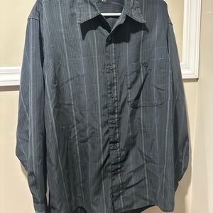 Haggar‎ Casual Button Down Shirt in Gray with Stripes